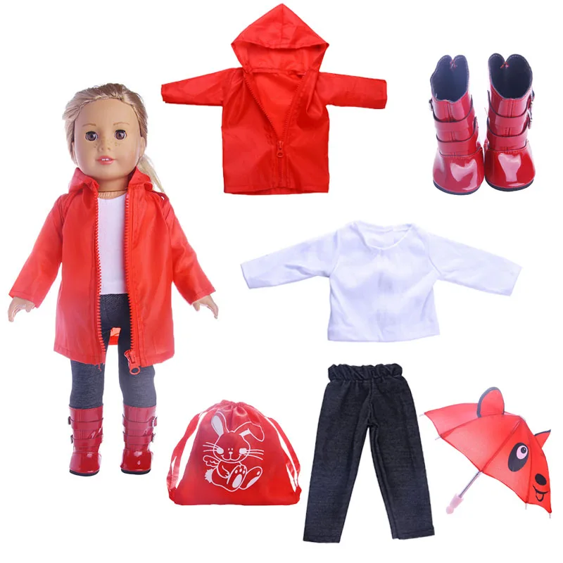 6pc/Set Rain coat Doll accessories high quality 18 Inch American Girl