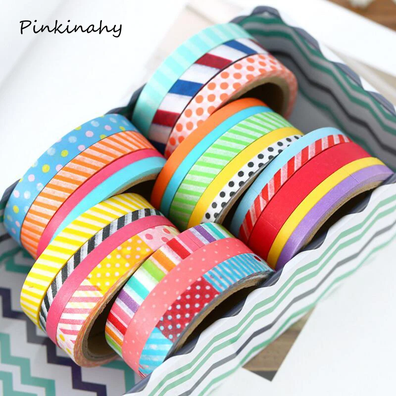 3 pcs Candy Color Rainbow Striped Dots washi tape masking tapes Paper