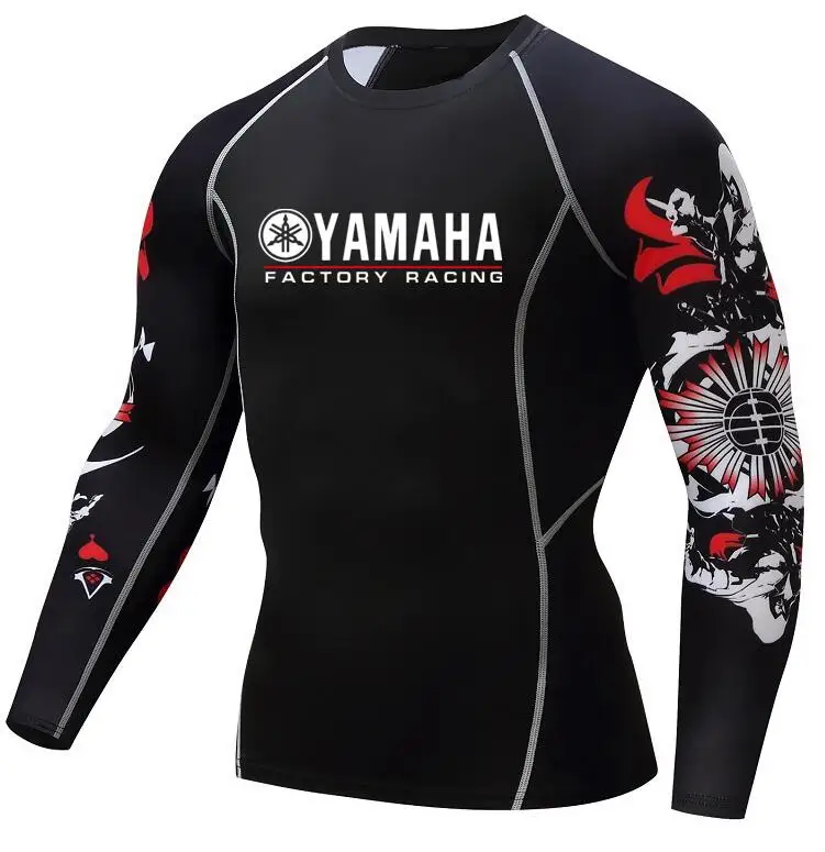 Футболка YAMAHA Stampe Compressione футболка для бодибилдинга Maniche Lunghe MMA Crossfit Esercizio Allenamento