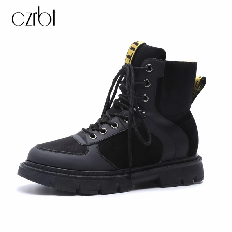 

czrbt 2018 New Locomotive Martin Boots Women's Fall / Winter Boots English Style Flat - bottomed Students Retro Joker Women's