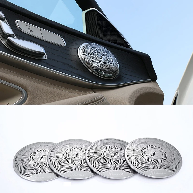 

Stainless Steel car audio speaker door loudspeaker trim sticker cover for Mercedes Benz GLC 2016 E class benz W213 C class W205