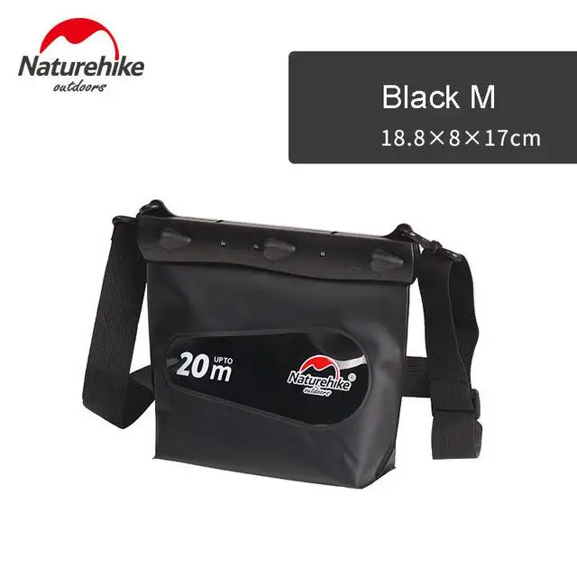 Naturehike плавание водонепроницаемая сумка, чехол для телефона герметичный сотовый телефон сумка Открытый Пляж спасательный жилет Дайвинг NH17F001-M - Цвет: Black-M