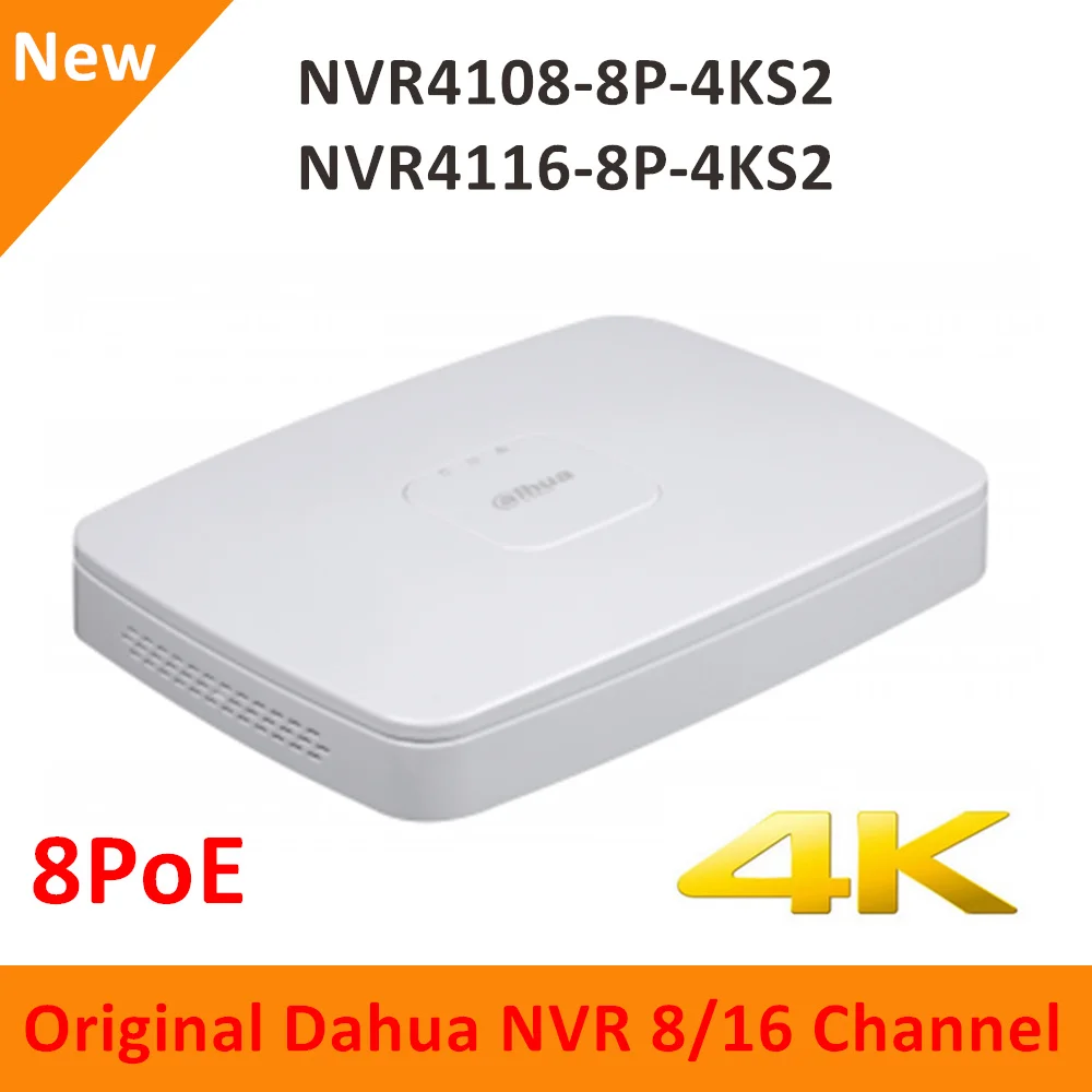 Dahua 4 K Высокое Разрешение английская версия 8CH 16CH NVR4108-8P-4KS2 NVR4116-8P-4KS2 Smart 1U 8PoE H.265 до 8MP Бесплатная доставка