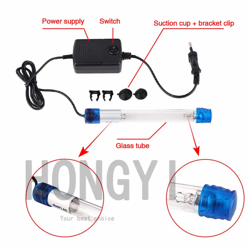 HONGYI 1 шт. 110 В 220 В 5 Вт 7 Вт 11 Вт аквариум УФ бактерицидное освещение ультрафиолетовый стерилизатор лампа для аквариума бактерицидная лампа для дайвинга