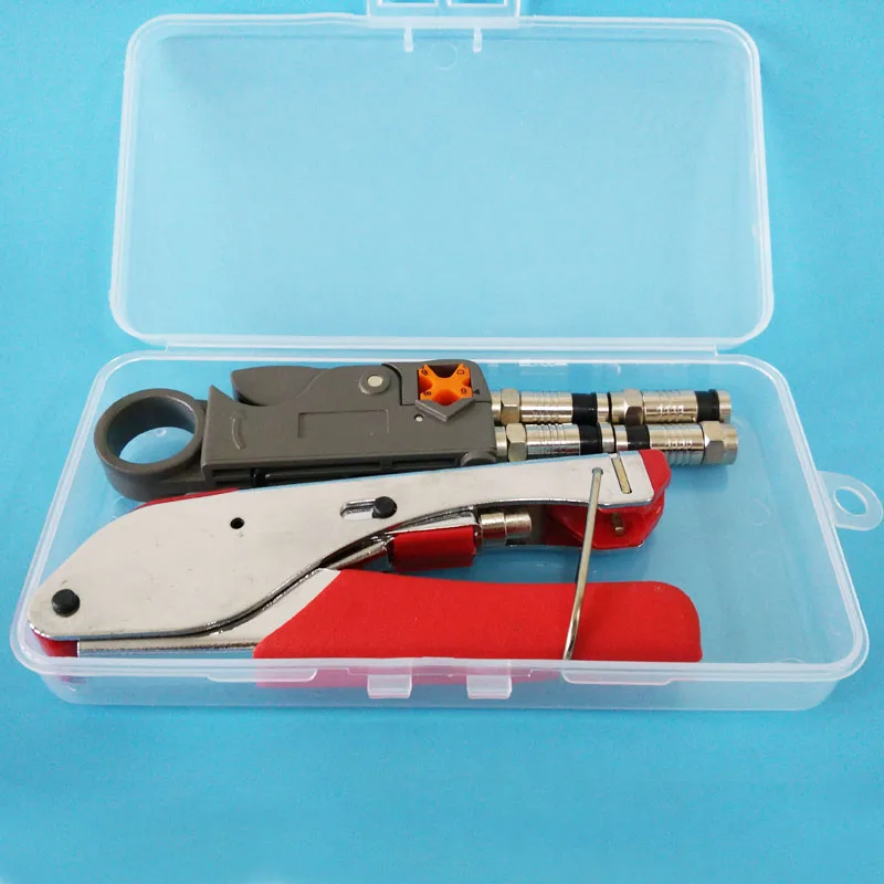 

JSHAWNIK Coaxial Cable Wire Stripper RG6/RG59 F Compression 4pcs Connector Tool Crimping Pliers Wire Stripping Pliers Kit
