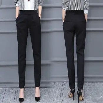 

New 2019 Spring Summer Casual OL Harem Pants Ladies Elastic High Waist Slim Work Leggings Female Solid Plus Size 3XL Trousers X8