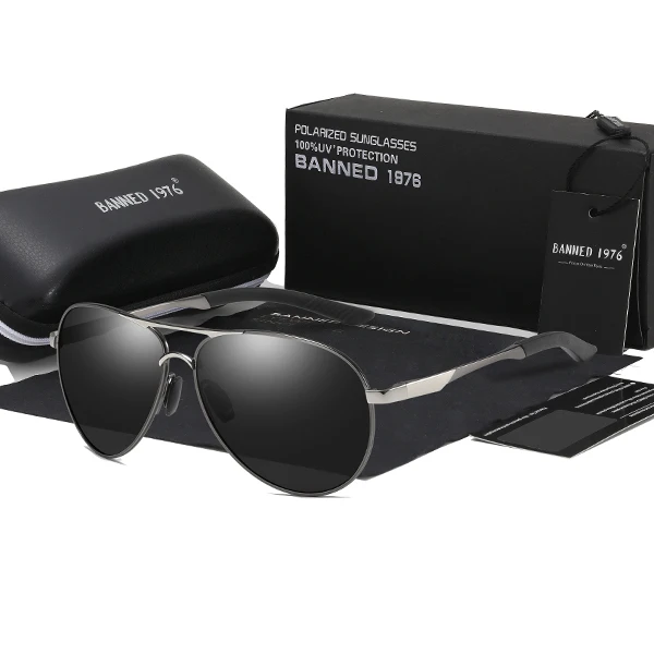 Высокое качество, крутые HD поляризованные мужские солнцезащитные очки, фирменный дизайн, защита от ультрафиолета, Ретро стиль, модные солнцезащитные очки для вождения, мужские очки - Цвет линз: gun black