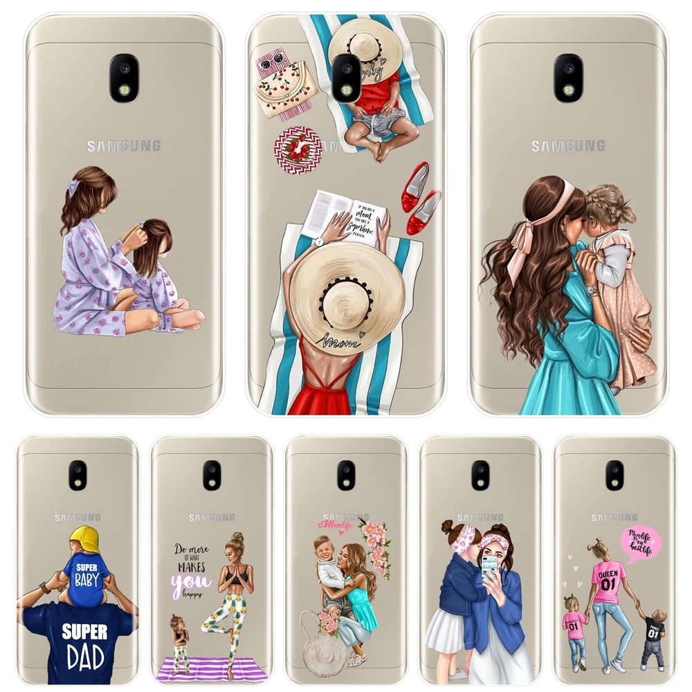Силиконовый чехол для телефона Samsung Galaxy J3 J5 J7 2015 2016 2017 мамы и дочки J2 Prime J4 J6 J8 Plus