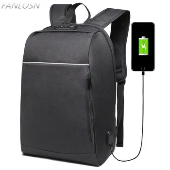 

FANLOSN 2019 Waterproof New Anti-thief Lock for 15.6 inch laptop USB Recharging Laptop Backpack