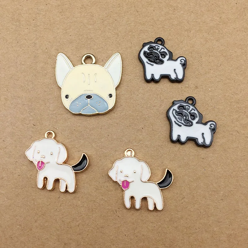 

10pcs/pack DIY Fashion Enamel Dog Bat Pendant Jewelry Findings Gold Color Charms Handmade Necklace Girls Kids Accessory YZ334