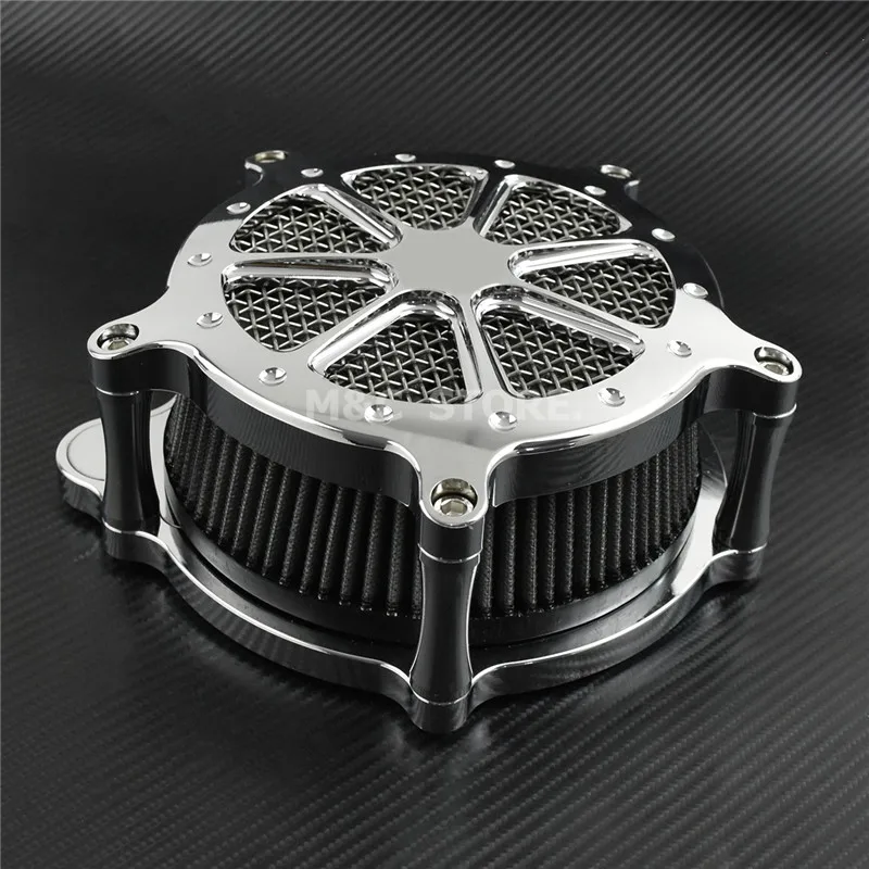 오토바이 Harley XL Sportster 04-22 Touring Road Glide 08-16 Dyna Softail Fat Boy 용 모든 크롬 공기 청정기 공기 필터 시스템