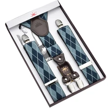 Синий в клетку 4 клипсы жаккардовый кожаный ошейник с колокольчиком подтяжки с бесплатной доставкой