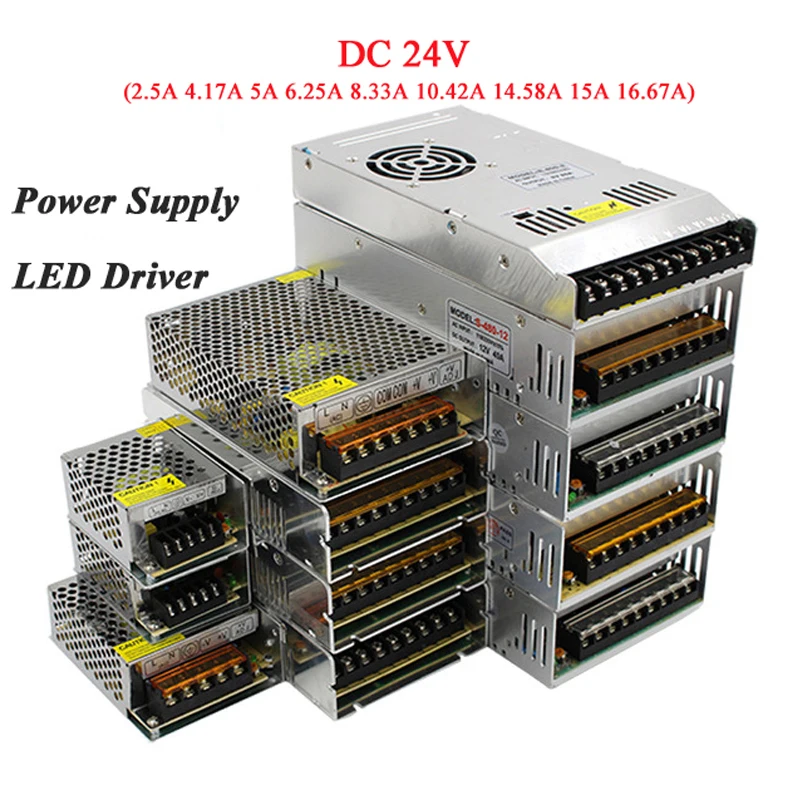 Lighting Transformers Power Supply  AC85-265V 110V 220V to DC 24V 5A 10A 15A 20A CCTV LED Strip Power Supply Adapter LED Driver