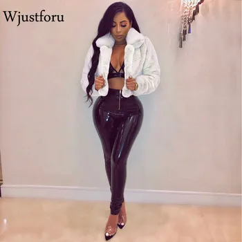 

Wjustforu Winter Casual Fur Outerwear Women Fashion Sexy Elegant Cardigan Coat Female Turtleneck Bodycon Ourwear Coat Club Wear