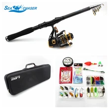 NEW Lure Rod Set Spinning Rod Fishing Reel Combos Full Kit 1.8M-3.0M Fishing Rod Pole Reel Line Lures Hooks Portable Bag