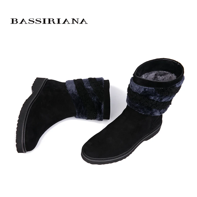 Tamaño 35 Botas 40 Lana Conejo 2018 Corta Cuero Bassiriana Invierno Plano Nuevo Dentro Caliente Azul De Uno El Pelo Zapatos Bqap1x