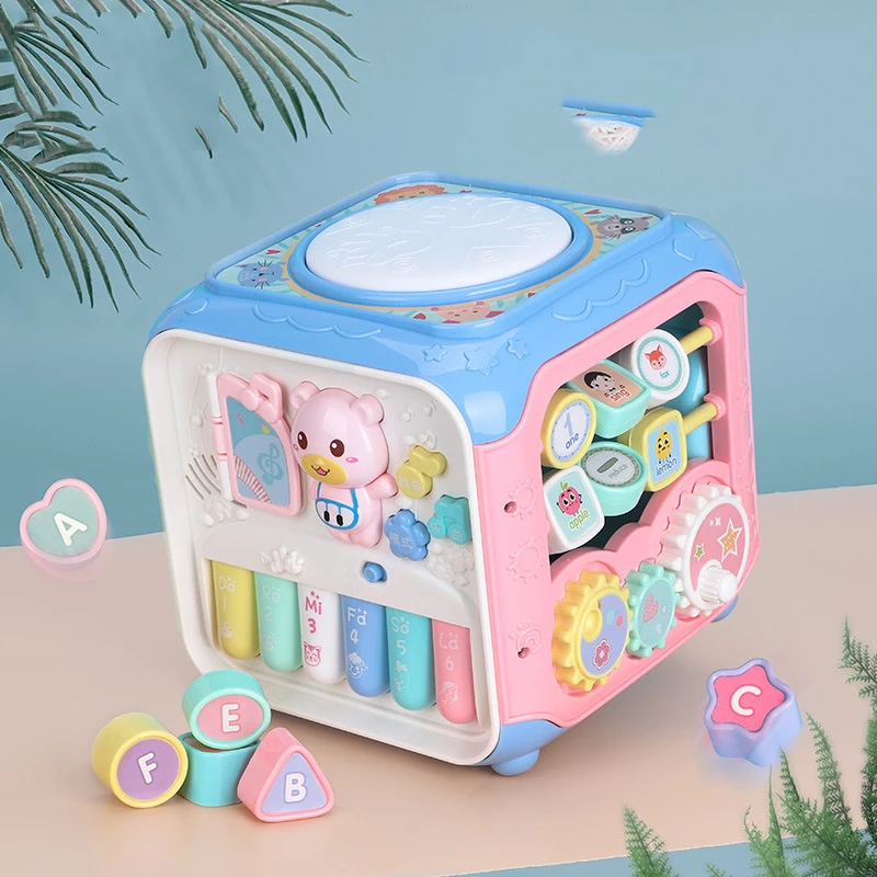 Education Baby Hexahedron Multi-function Hand Drums Cube Game Table Multi-Faceted Wisdom House Music Smart Birthday Gifts