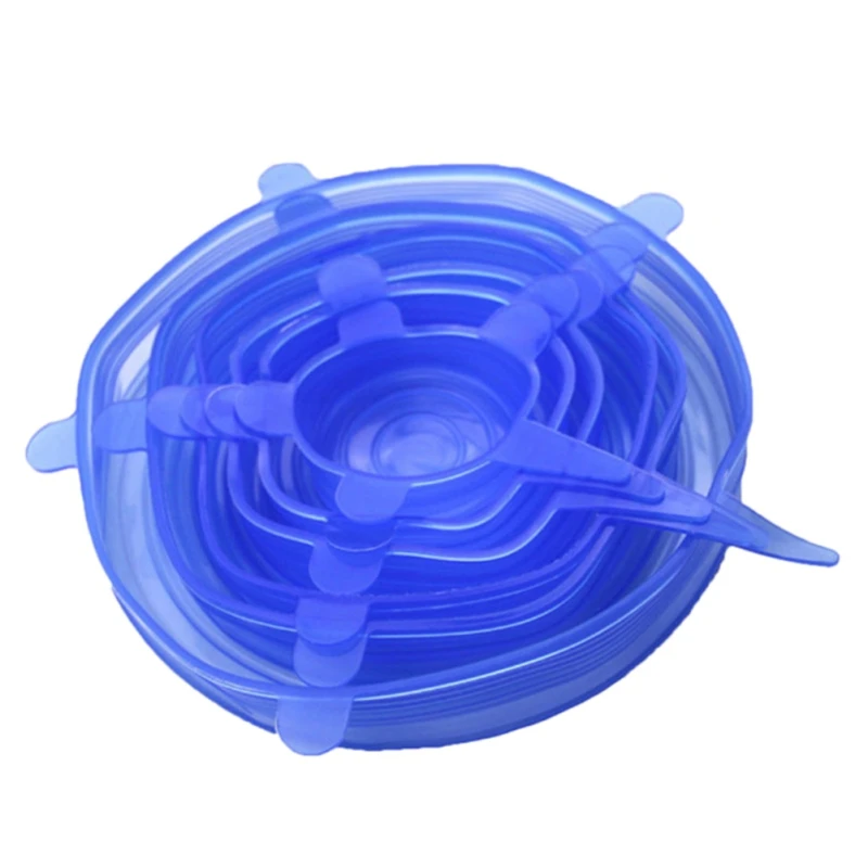

Supply 6Pcs/ Set Reusable Universal Silicone Saran Wrap Cover Lids Food Bowl Pot Stretch Kitchen Seal Bowls5125