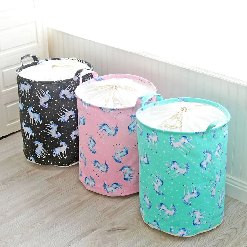 Cute Folding Waterproof Dirty Toy Clothe Laundry Basket Cotton Linen Office Home Sundries Storage Holder Organizer Project Box