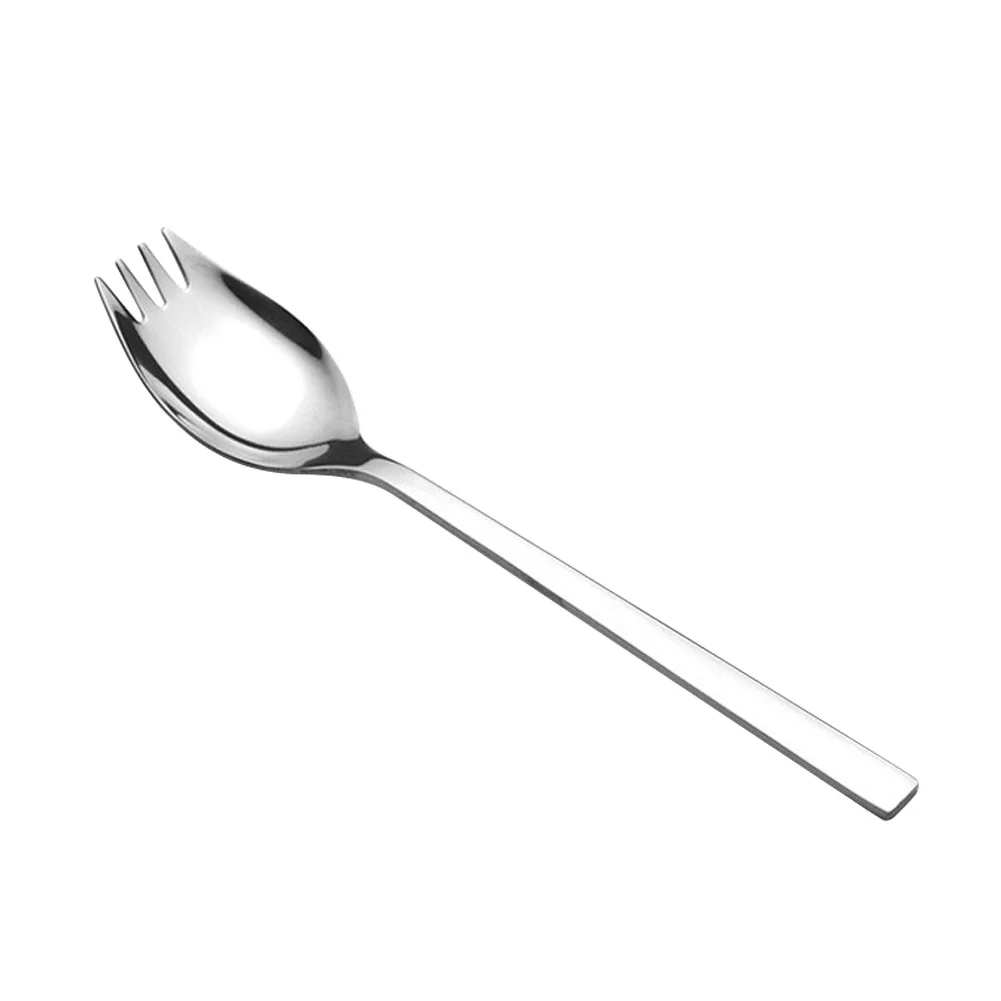 

Stainless Steel Multifunctional Salad Cutlery Round Picnic Gadget Tableware Portable Spoon Outdoor Camping Spork Long Handle