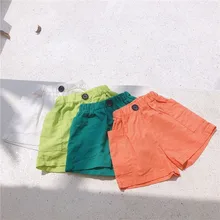 Шорты для детей 2, 3, 4, 5, 6 лет модные корейские повседневные штаны для девочек шорты для маленьких мальчиков с эластичной резинкой на талии и большими карманами летние детские шорты