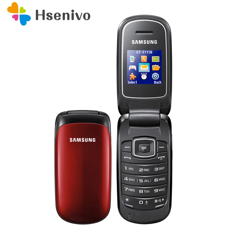 E1150 samsung E1150 E1151 разблокированный GSM 1,43 дюймов 800 мАч Mini-SIM многоцветный отремонтированный флип мобильный телефон