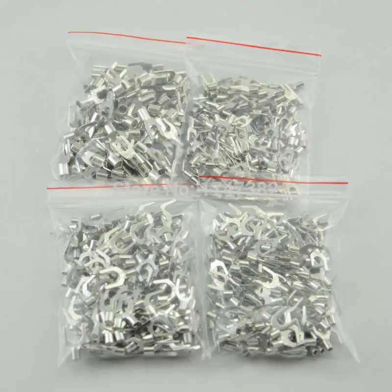 200PCS SNB1.25-5 Furcate naked terminal Non-insulated fork terminal connector