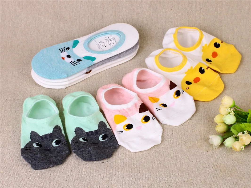 1 пара летних повседневных женских носков корейские женские носки с изображением животных из мультфильма «мышь» милые невидимые носки