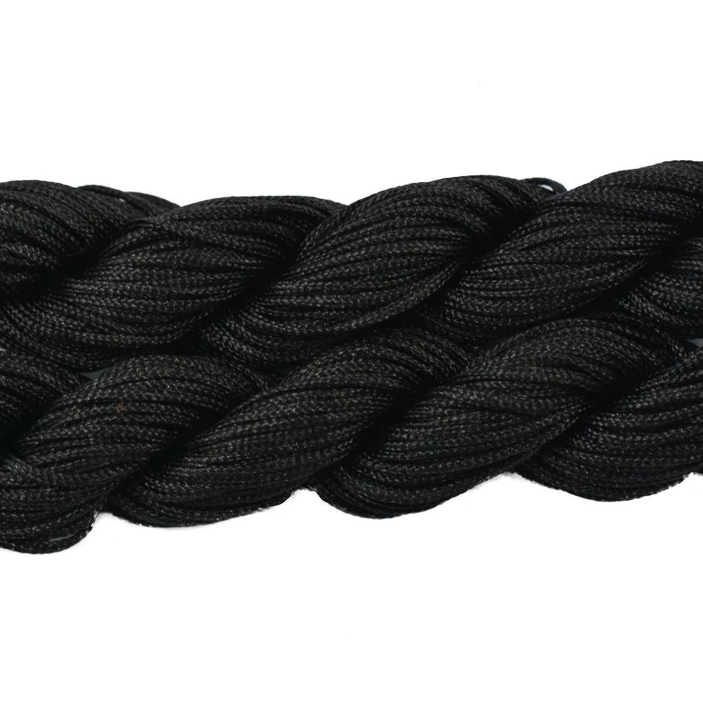 60 meters Nylon Braided Cord Macrame Beading DIY Thread String Kumihimo 1mm - Rainbow & Black