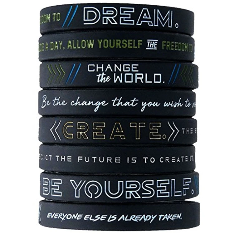 

100pcs Inspire Faith Motivational Dream Change the world Be yourself Create silicone wristbands bracelet free shipping