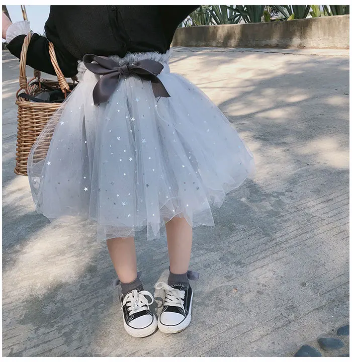 

Celveroso 2019 Kids Baby Star Glitter Dance Tutu Skirt For Girl Sequin 3 Layers Tulle Toddler Petti skirt Children Chiffon