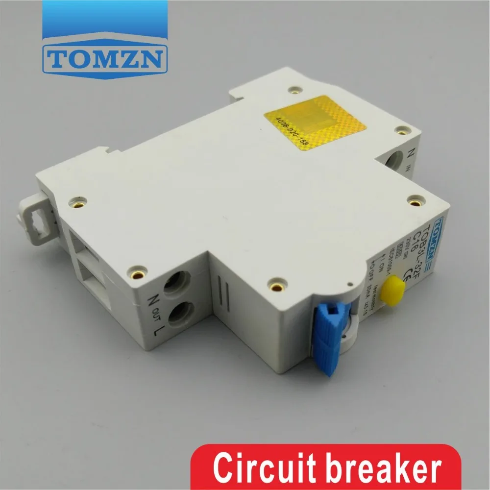 TOB3L 32F 18 мм RCBO 16A 1P + N 6KA выключатель остаточного тока с защитой от перегрузки по