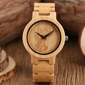 

Fashion High Quality Full Wood Watch Men's Sports Quartz-watch Deer Elk Head Face Analog Wristwatch Creative Reloj de madera