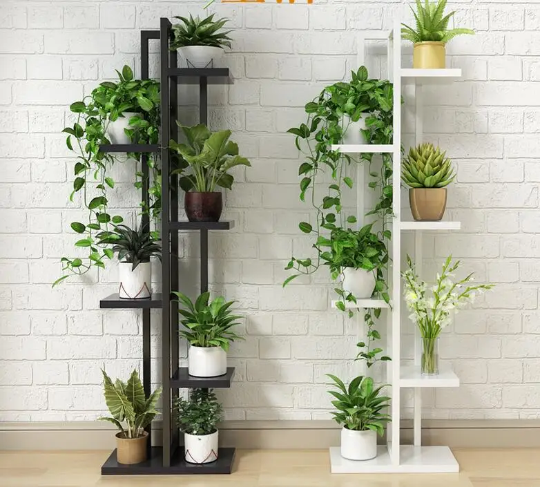 Estante de orquídeas de loto verde, estante de flores para sala de estar y dormitorio, estante de flores para Balcón de hierro interior de varios pisos