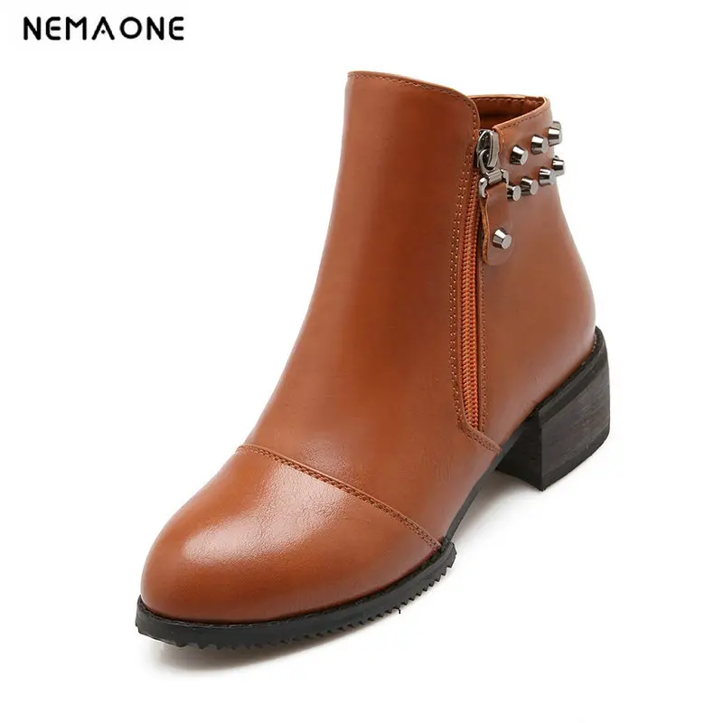 

2019 women fashion sweet zipper ankle women boots 3cm low heels women shoes spring autumn casual party shoes size 34-39