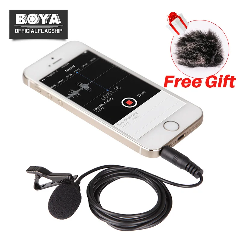 

Boya BY-LM10 Omnidirectional Microphone 3.5mm Audio Video Recording Lavalier Condenser Mic for iPhone 6 6s 5 4s Sumsang S6 HTC