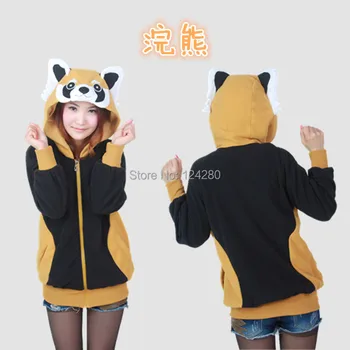 

polar fleece Lovely Ailurus fulgens women Pikachu hoodie jacket girls sweatshirt Winter Warm coat hoodie with ears tail eyes
