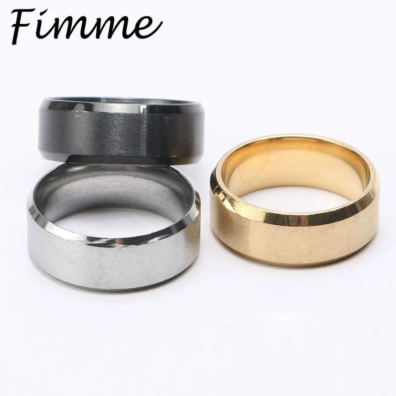 Simple Design Titanium Band Brushed Wedding Ring Silver Gold Black Color Rings Solid Glossy Stainless Steel Ring for Women Men