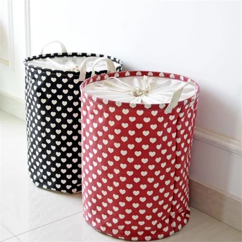 

Doreen Box 35x45cm Home Sundries Storage Barrel Bag Heart Linen Dust-proof Waterproof Folding Dirty Clothes Laundry Basket Large