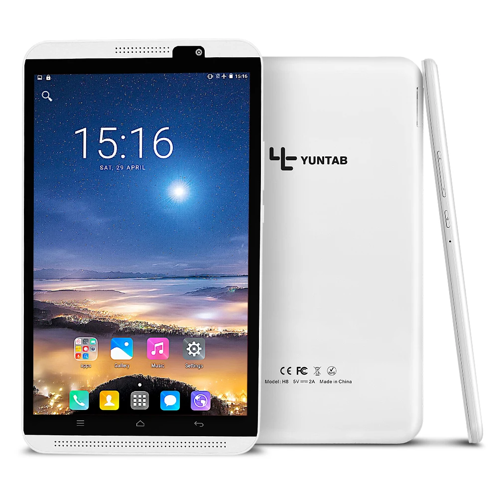 Yuntab 8 дюймов H8 Android 6,0 планшетный ПК с высоким разрешением 800*1280 Quad-Core 1,3 ГГц 4G мобильный телефон с двойной камерой 4500 мАч Батарея