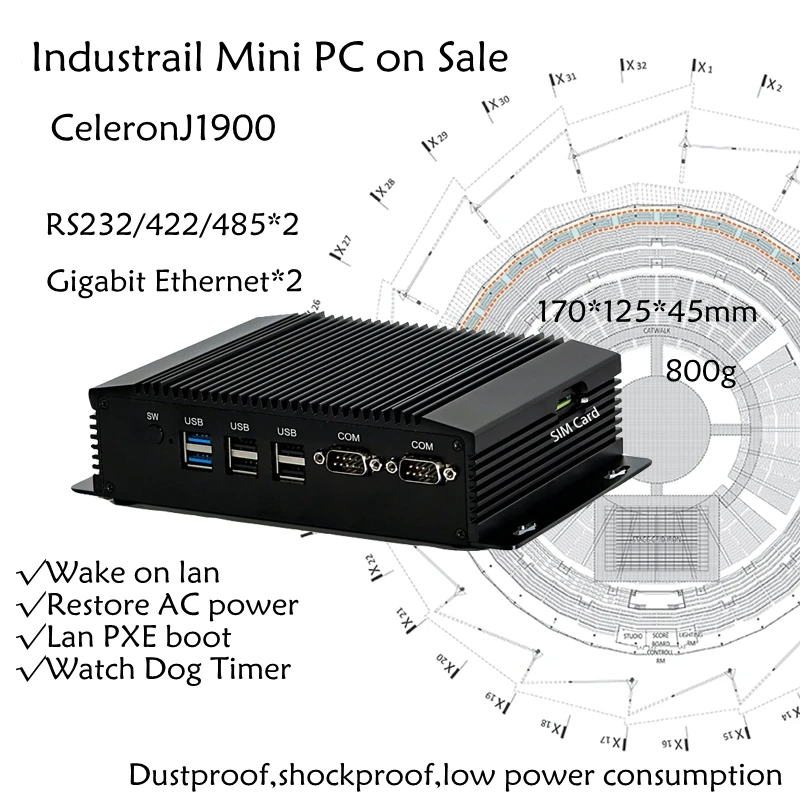 Четырехъядерный процессор Intel Celeron j1900 Мини ПК оконные рамы HDMI + VGA мини Windows 7/8 ОС