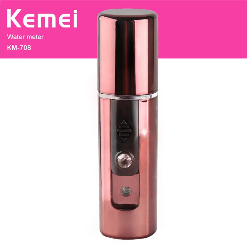 

Kemei Ultrasonic Nano Facial Steamer Handy Facial Spa Sprayer 1 Hour Quick Charge Water Supply Instrument Plug KM-708