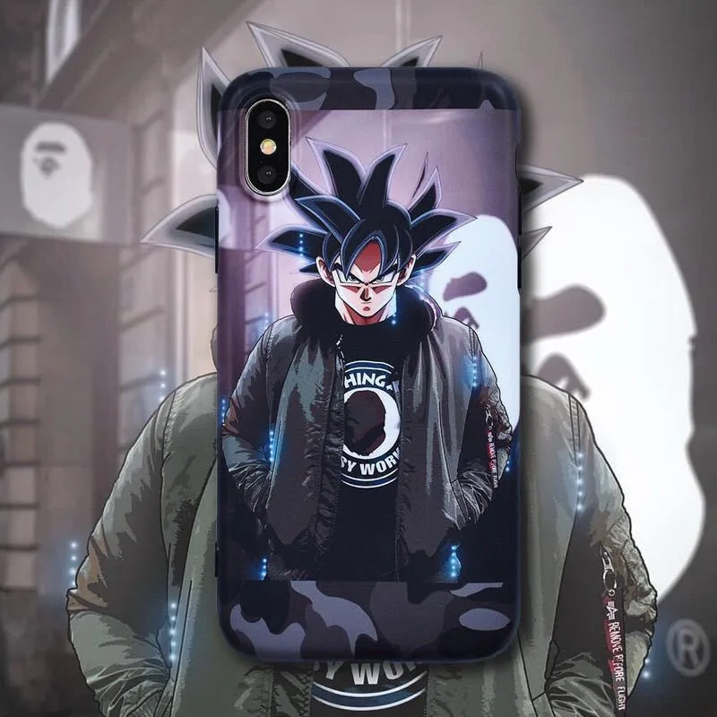 

Matte Cool Dragon Ball Super Saiyan Son Goku soft cover Case For iphone 7 7S 6 6S plus 8 8plus X XS XR MAX Phone Anime Cartoon