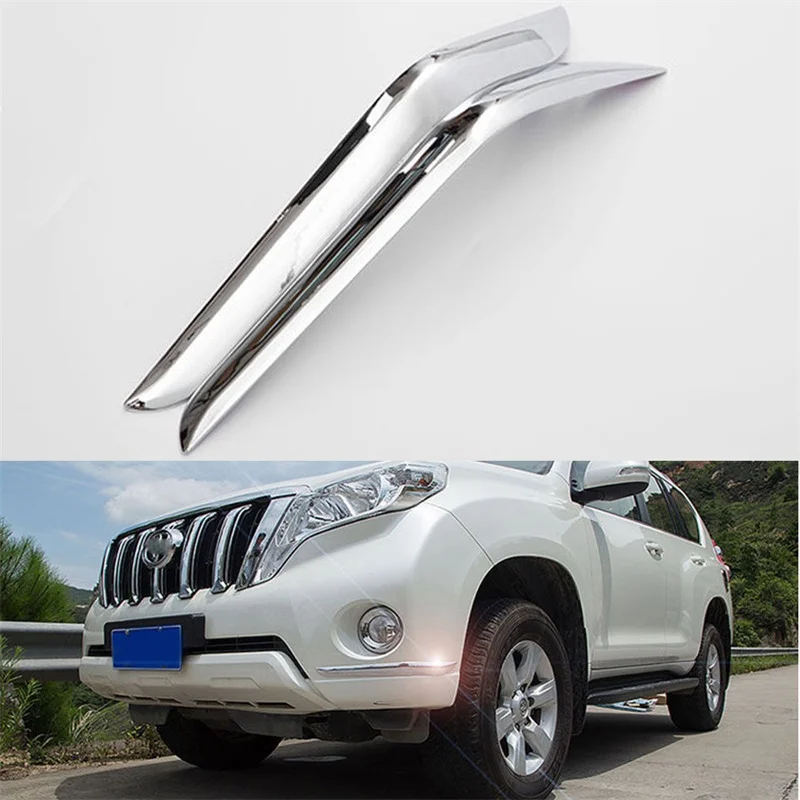 Fit-For-Toyota-Prado-2014-2015-2016-2017-2Pcs-Chrome-ABS-Car-Front-Bumper-Protector-Cover