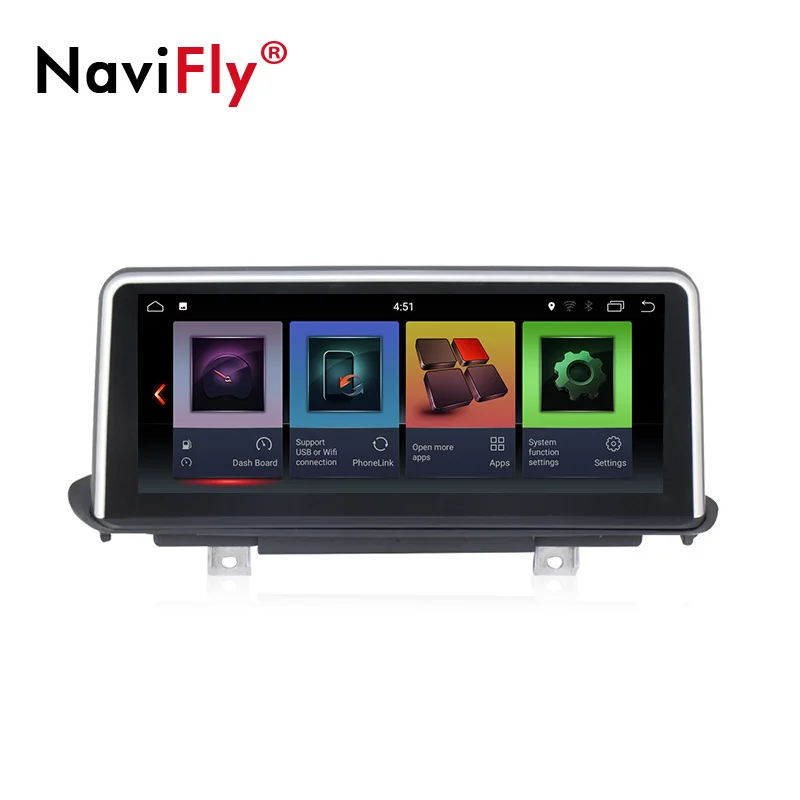 Top NaviFly 10.25 inch Android 7.1 car GPS Navi multimedia player for BMW X5 F15 2014-2017 Original NBT system ID7 UI WIFI BT MAP 2