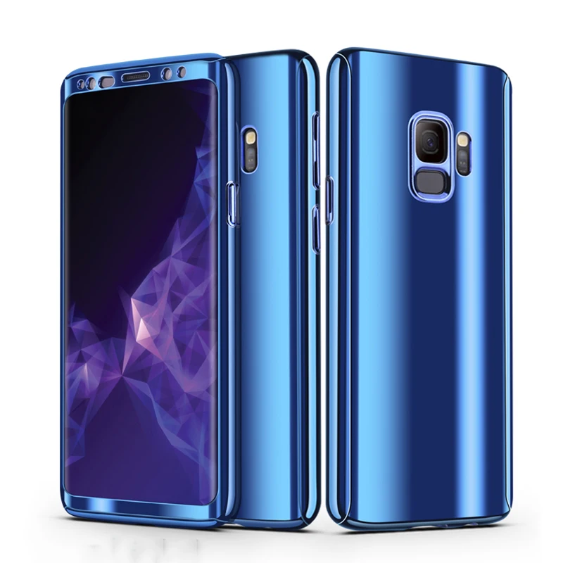 Зеркальный чехол с покрытием на 360 градусов для Samsung S9 S8 Plus Твердый полной защитой