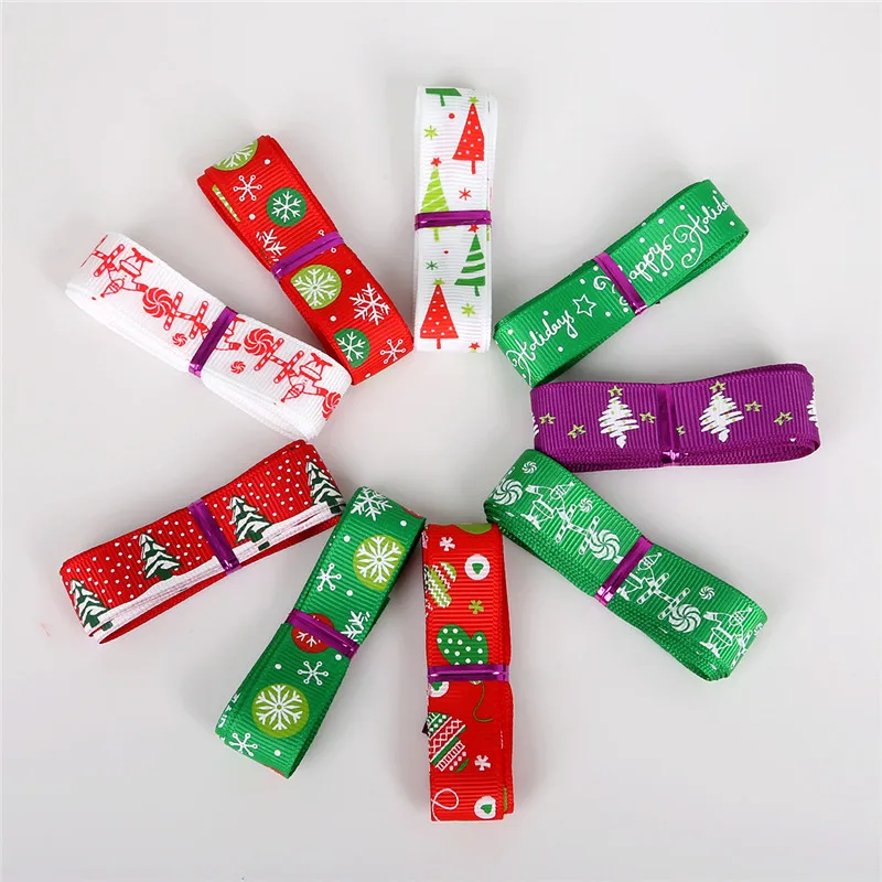 

6Yards/Bag 10/15/25mm Christmas Style Grosgrain Satin Ribbons for DIY Christmas Wedding Party Decoration Gifts Wrapping Supplies