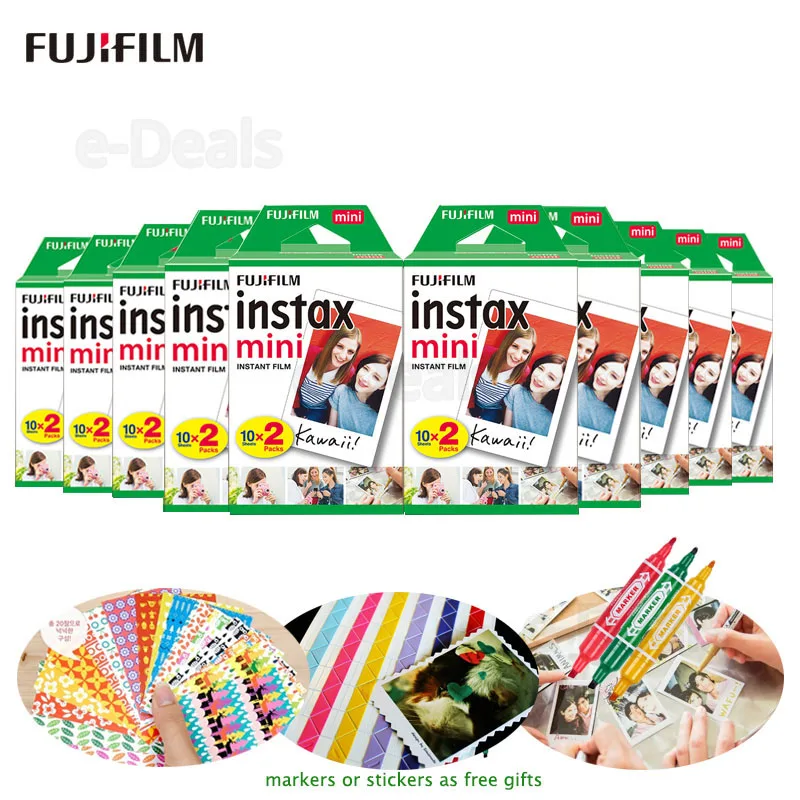 Белая пленка Fujifilm Instax Mini 9 10 200 листов для камеры FUJI Instant Photo 8 7s 25 50s 70 90 Share Printer SP