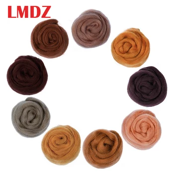 

LMDZ 1PCS Brown Sheep Felting Wool Fibre Flower Animal Wool Roving Needle Handmade Spinning DIY Craft Felting Materials 50g