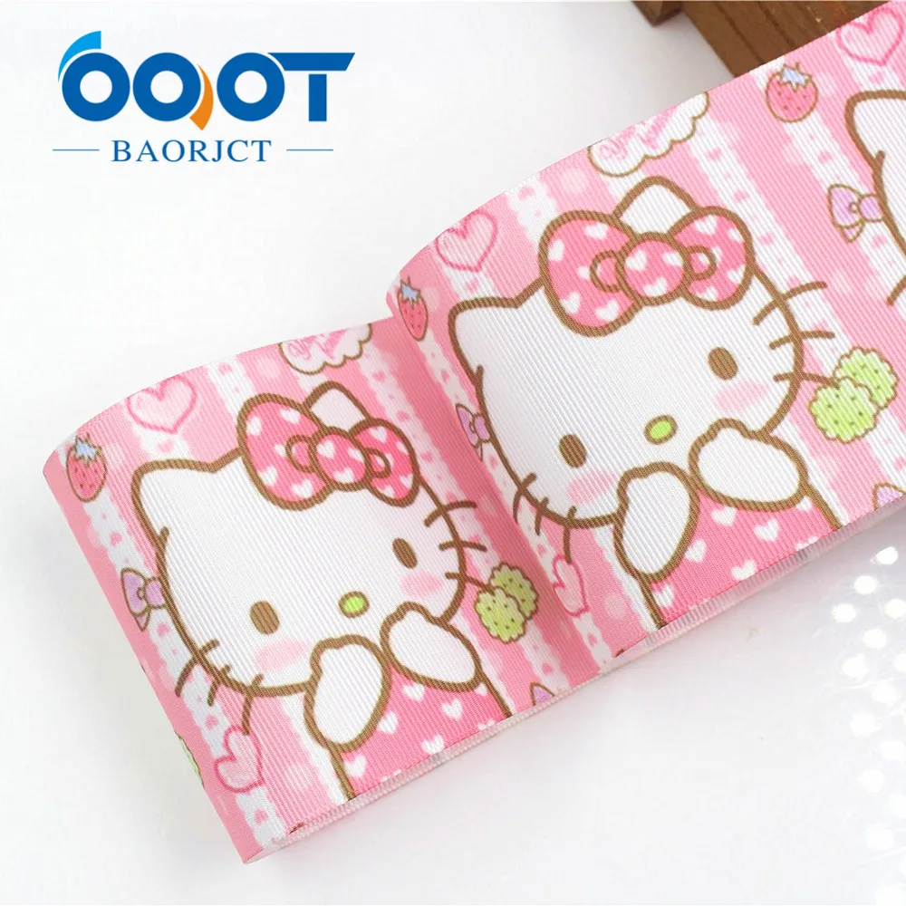 Cat Printed Grosgrain Ribbon Cartoon Ribbons Cloth Tape Hair Accessories Crafts
